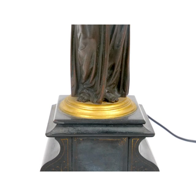 Antique French Napoleon III Gilt Bronze / Marble Candelabra Lamps For Sale In New York - Image 6 of 12