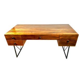 Crate & Barrel Atwood Two Sided Bookshelf 4 Drawer Desk Solid Wood For Sale