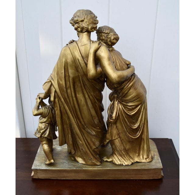 Antique 19thC Neoclassical Gilt Spelter Figural Group Statue Moreau Era For Sale - Image 9 of 15
