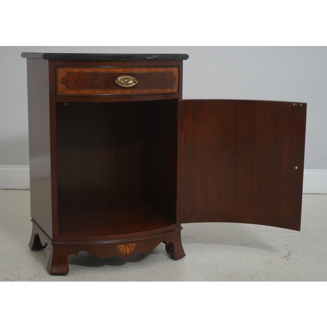 Pair Scarborough House Marble Top Mahogany Nightstands For Sale - Image 4 of 18