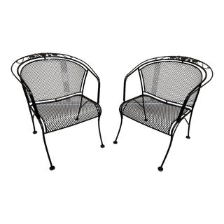 Vintage Mid-Century Salterini Curve Back Outdoor Arm Chairs - Set of 2 For Sale