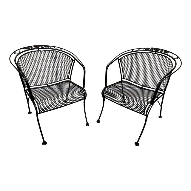 Vintage Mid-Century Salterini Curve Back Outdoor Arm Chairs - Set of 2, Attributed For Sale