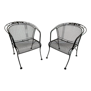 Vintage Mid-Century Salterini Curve Back Outdoor Arm Chairs - Set of 2, Attributed