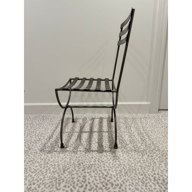 Set of 4 Steel Klismos Curule Dining Chairs, Mid-Century, From Italy For Sale - Image 9 of 12