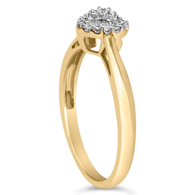 14K Yellow Gold Plated .925 Sterling Silver 1/10 Cttw Round-Cut Diamond Heart Engagement Ring (I-J Color, I3 Clarity) - Size 5 For Sale - Image 4 of 7