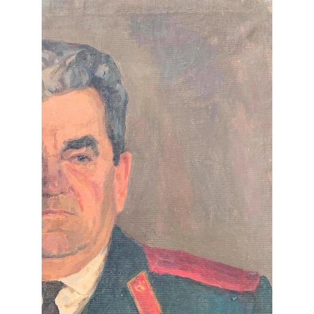 Realism Large Male Portrait Oil Painting Original Ukrainian Artist Sokolovsky g.g. 83.5-61.5 1983 For Sale - Image 3 of 6
