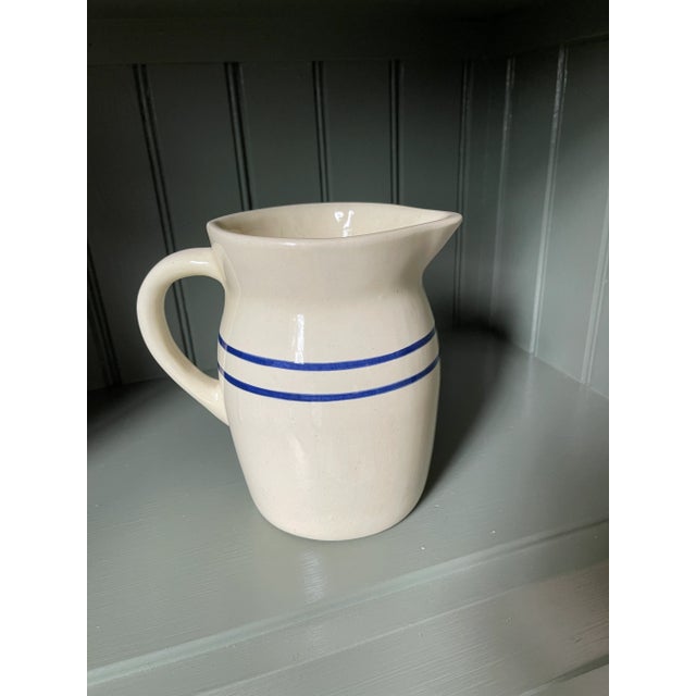 Rustic Vintage Striped Stoneware Pitcher For Sale - Image 3 of 7