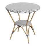 Tobias Outdoor Rattan Round Bistro Table, Black & White For Sale
