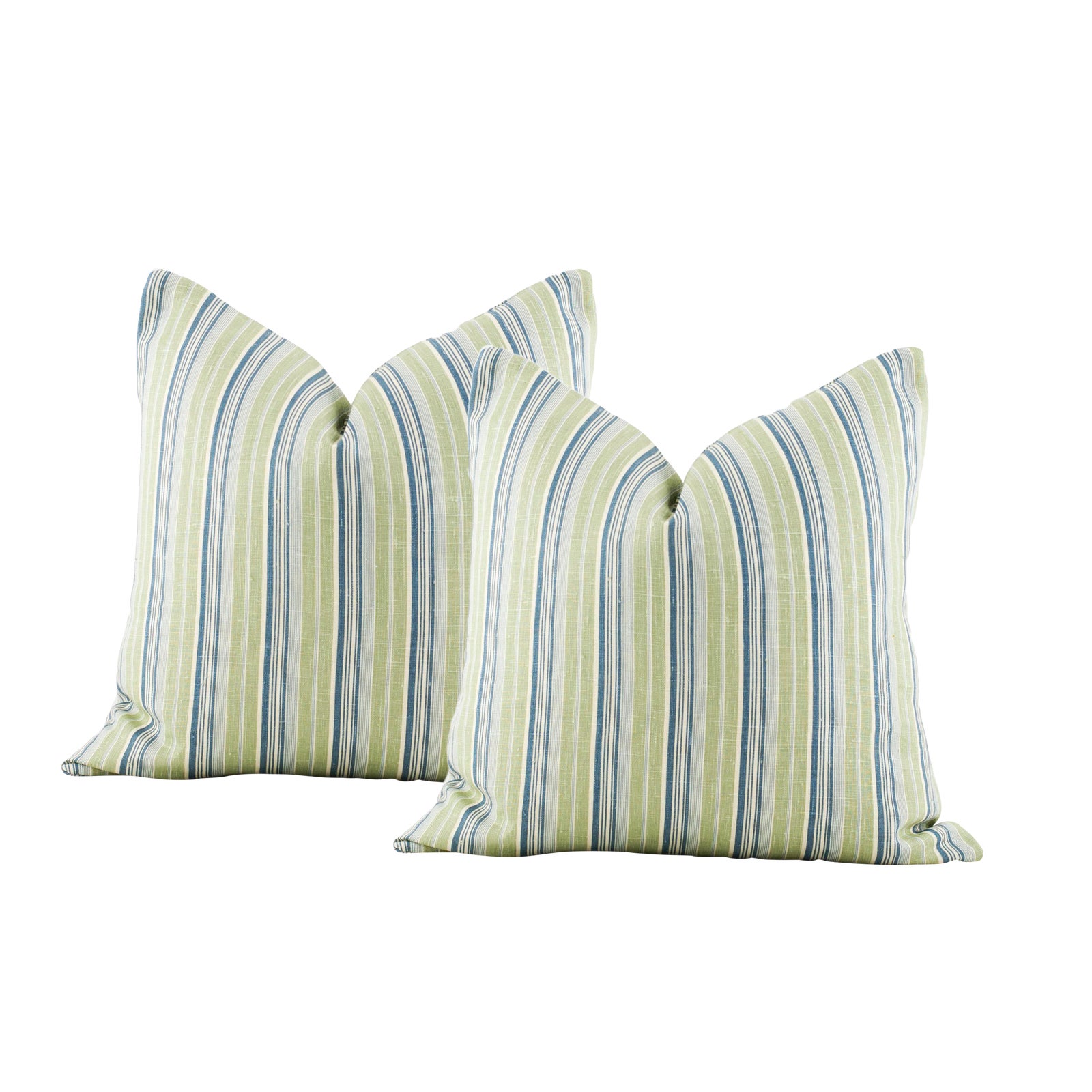 Vintage Green Striped French Linen Pillow Covers A Pair Chairish