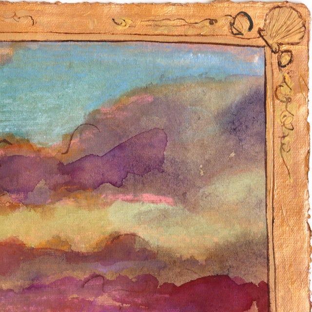 Figurative My Island - Colorful Sunset Oceanscape Still Life Oil Painting on Paper Original Artwork by Michaela Jean For Sale - Image 3 of 6