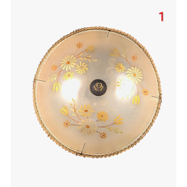 Pendant Lights attributed to Paavo Tynell with Hand-Painted Glass Diffusers attributed to Kyllikki Salmenhaara for Taito Oy, Finland, 1940s, Set of 2 For Sale - Image 14 of 18