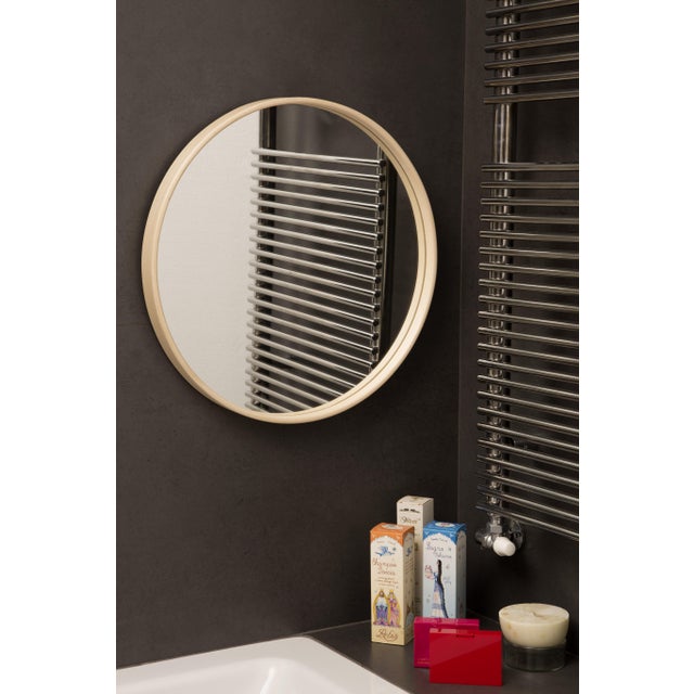 Round Mirror with Wooden Frame from Villahomecollection For Sale - Image 4 of 4