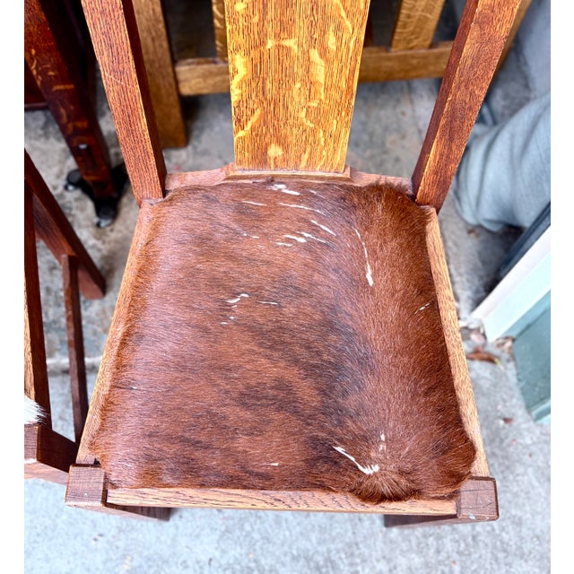 1920s Mission Oak Craftsman Set of 5 Dining Chairs For Sale - Image 10 of 10