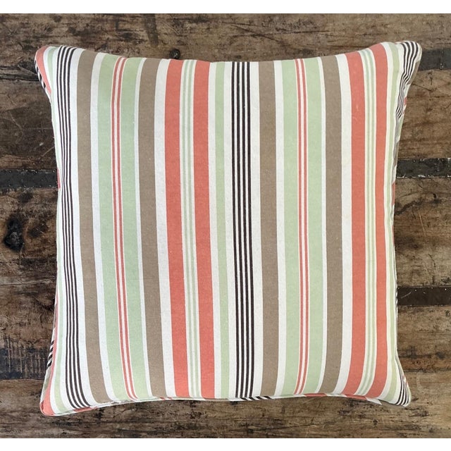 Textile Vintage Tilton Fenwick for Duralee Striped Cotton Throw Pillow For Sale - Image 7 of 14