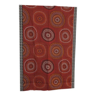 Printed Linen Fabric Fragment With Circles and Dots Patern For Sale