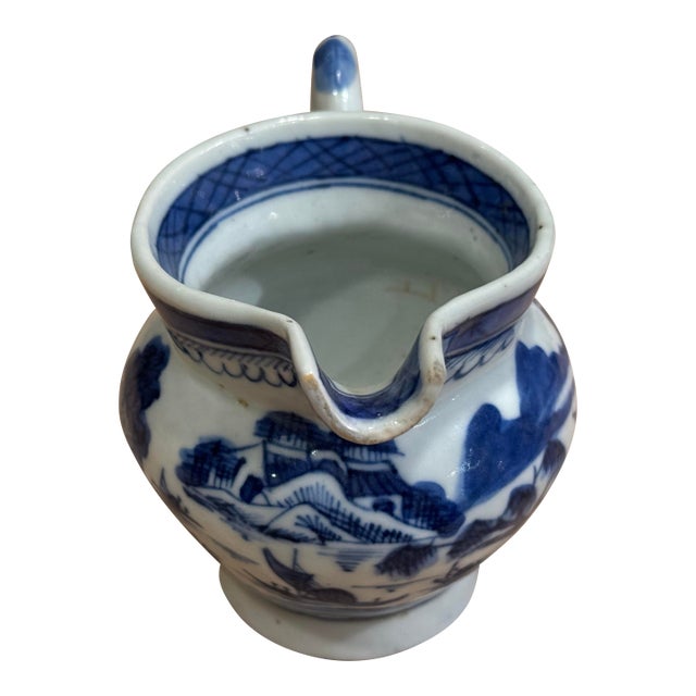 19th Century Antique Blue and White Canton Teacup For Sale
