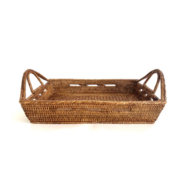 Chinoiserie Burmese Rattan Serving Tray For Sale - Image 3 of 9
