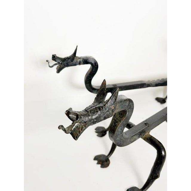 Cast Iron Andirons from Edouard Schenck, France, 1950s, Set of 2 For Sale - Image 11 of 12
