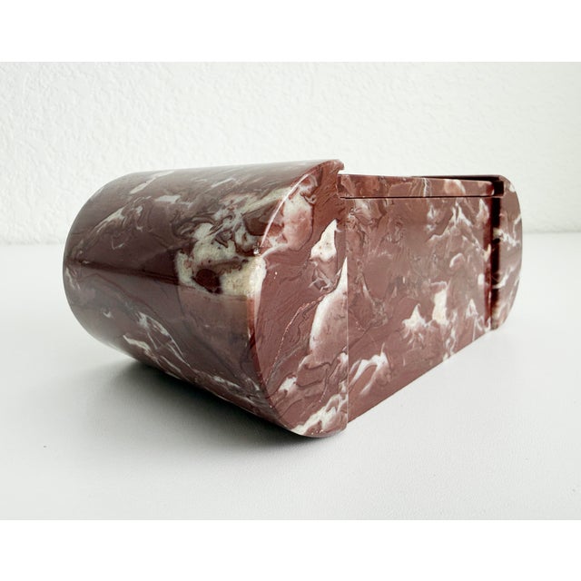 1940s 1940s Art Deco Rosso Marble Vanity Box With Rounded Sides For Sale - Image 5 of 13