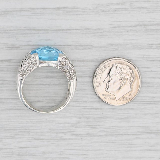 David Yurman 6.10ctw Blue Topaz Diamond Ring Sterling Silver Size 6.25 For Sale In Greensboro - Image 6 of 7