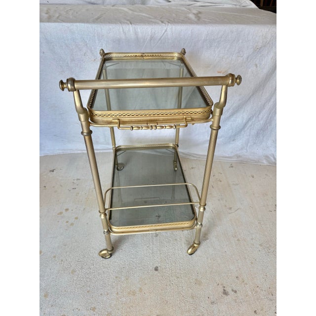 20th Century French Brass and Glass Bar Cart For Sale - Image 9 of 13