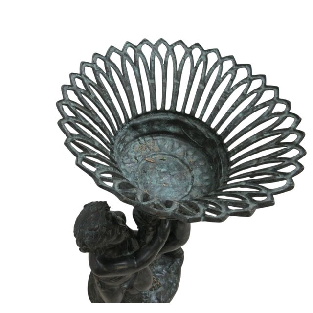 Vintage Bronze Frolicking Boys Statue Italian Regency French Urn Planter For Sale In Philadelphia - Image 6 of 12