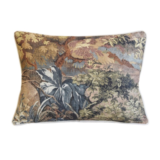 Custom-tailored pillow in Hamilton Fabrics linen blend fabric called "Hatfield Tapestry" with a beautiful, old-world...