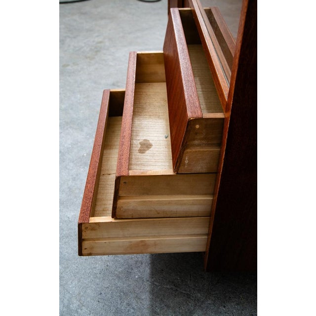 Mid Century Danish Modern Credenza Sideboard Oak Teak Drawers Madsen Bar Glass For Sale - Image 12 of 12