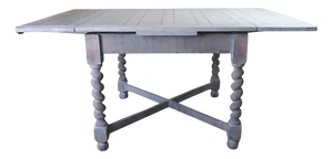 Small Antique English Limed Oak Dining Table with Barley Twist Supports, 1920s