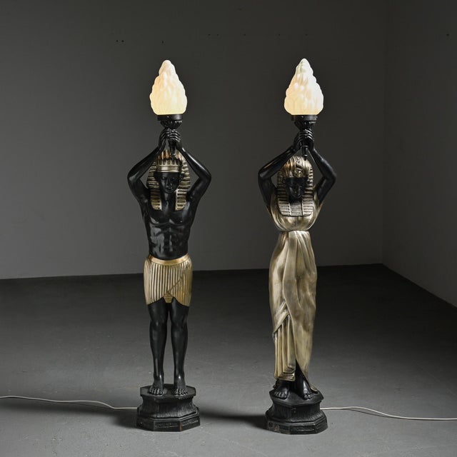 Egyptian Bronze Torch Lamp Holders from Maison Jansen, 1970, Set of 2 For Sale - Image 13 of 13