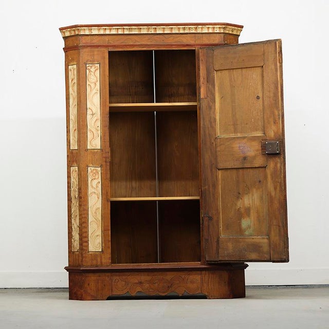 Wood Rustic Farmhouse Folk Art Painted Bridal Cabinet, 1806 For Sale - Image 7 of 13