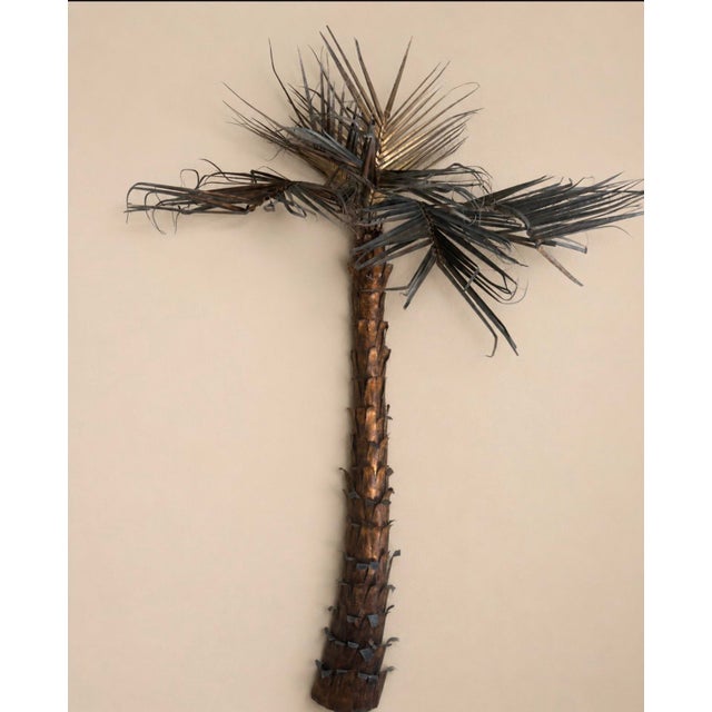 Large 1970s Artist-Made Copper and Brass Palm Tree Wall Sculpture For Sale - Image 10 of 12