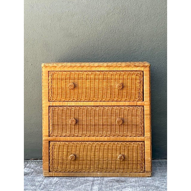 Late 20th Century Vintage Woven Rattan Chest of Drawers For Sale - Image 5 of 12