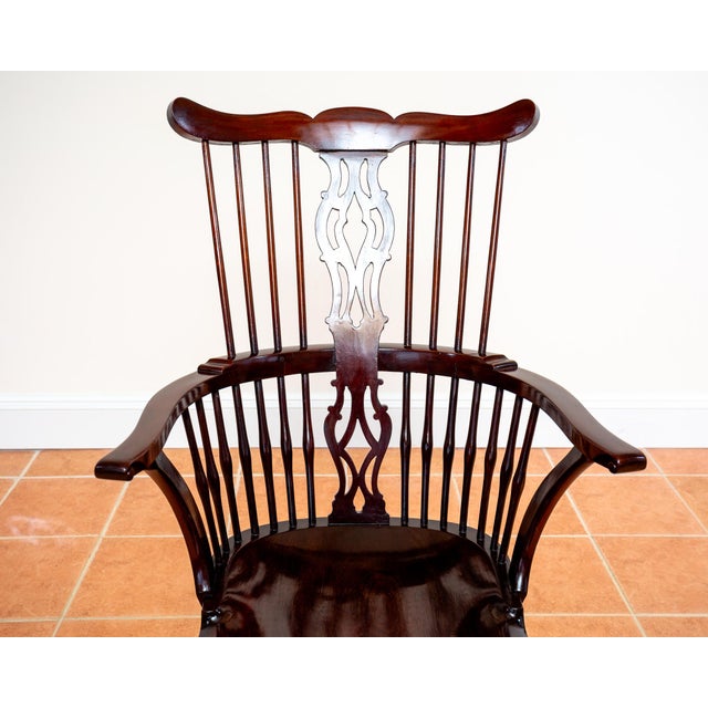 Antique Georgian Revival Victorian Windsor Chair Thames Valley in Mahogany, 1890 For Sale - Image 11 of 18