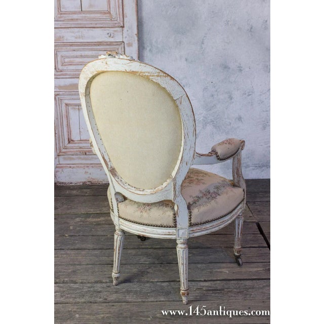 Pair of French 19th C. Louis XVI Style Armchairs in Petit Point Fabric For Sale In New York - Image 6 of 12