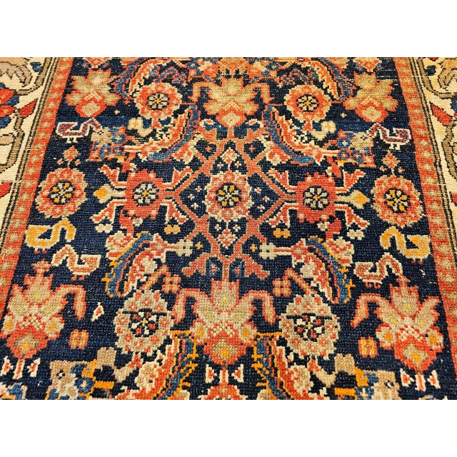 Antique Persian Malayer Area Rug, Handwoven All-Over Herati Patter, Navy & Ivory, 4’ X 7’ For Sale - Image 9 of 12