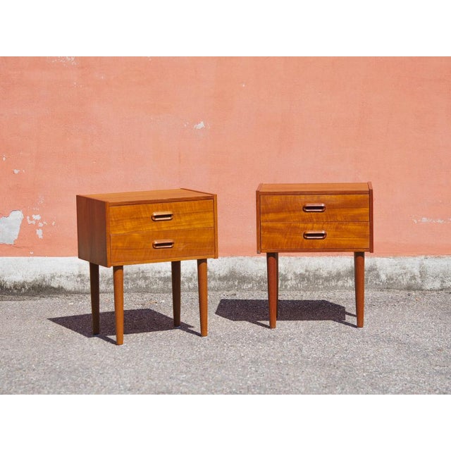 Vintage Teak Veneer Bedside Tables, Denmark, 1960, Set of 2 For Sale - Image 13 of 13