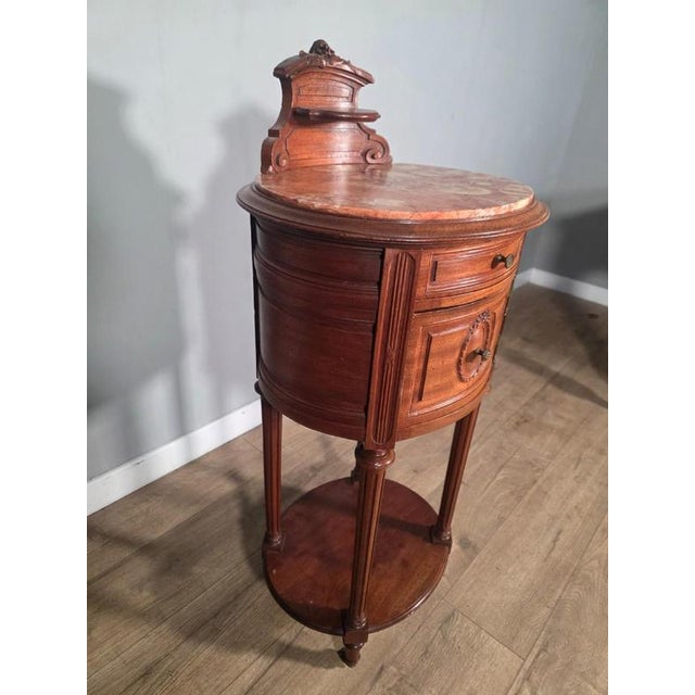 Antique French Mahogany Bedside Cabinet with Marble Top, 1910 For Sale - Image 6 of 9