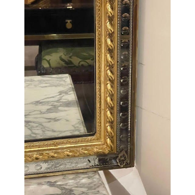 Wood 19th C. French Louis XVI Giltwood and Etched Mirror For Sale - Image 7 of 8