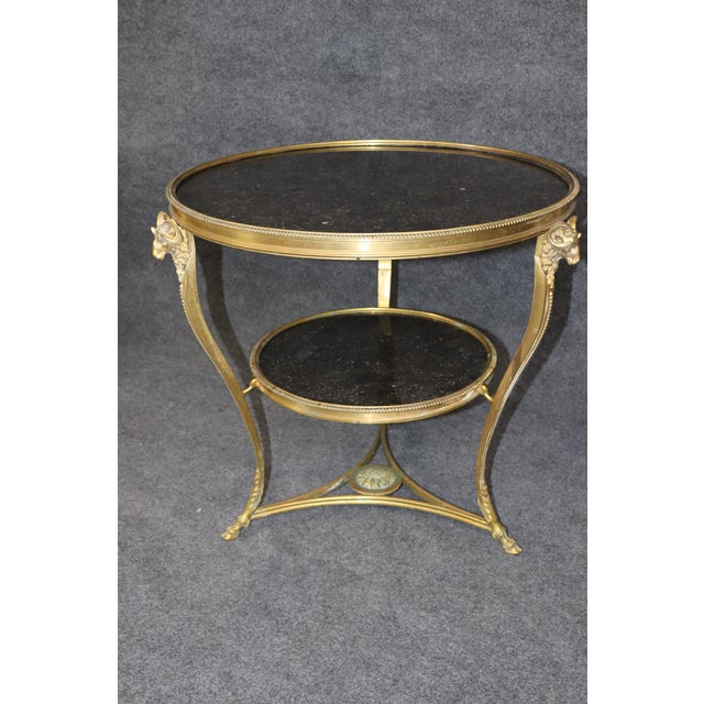 Pair 1920's Directoire Bronze Rams Head Marble Top Gueridon Tables For Sale In Philadelphia - Image 6 of 13