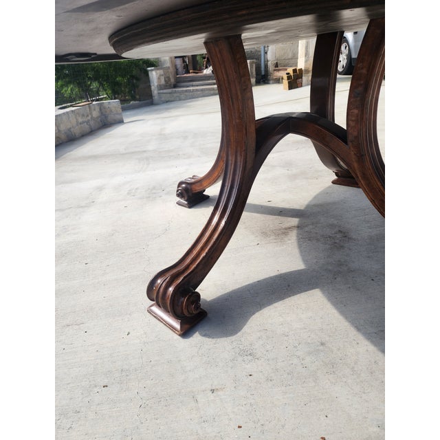 Therian Volute Round Dining Table With Extension Leaves For Sale - Image 9 of 10
