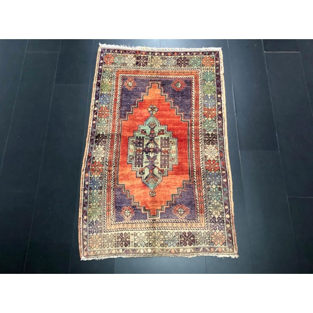 Vintage Turkish Anatolian Handmade Wool Multicolor Rug For Sale - Image 11 of 11