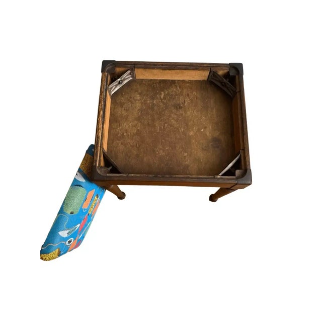 Abstract Mid 20th Century Vintage Singer Sewing Machine Stool Upholstered Seat For Sale - Image 3 of 5