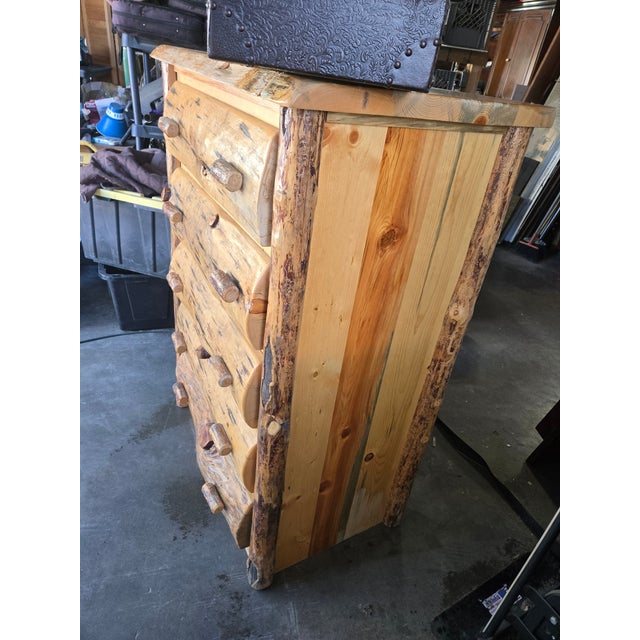 Handcrafted Rustic Live-Edge Aspen & Cedar 5-Drawer For Sale - Image 4 of 6