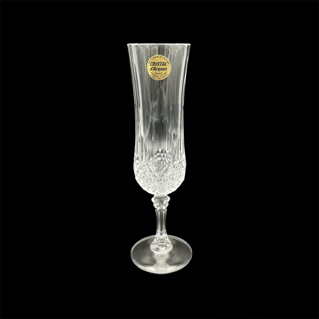 Cristal d' Arques 2000s Cristal d'Arques Champagne Flute Cup Longchamp Crystal Toasting Glasses Set of 2 For Sale - Image 4 of 6