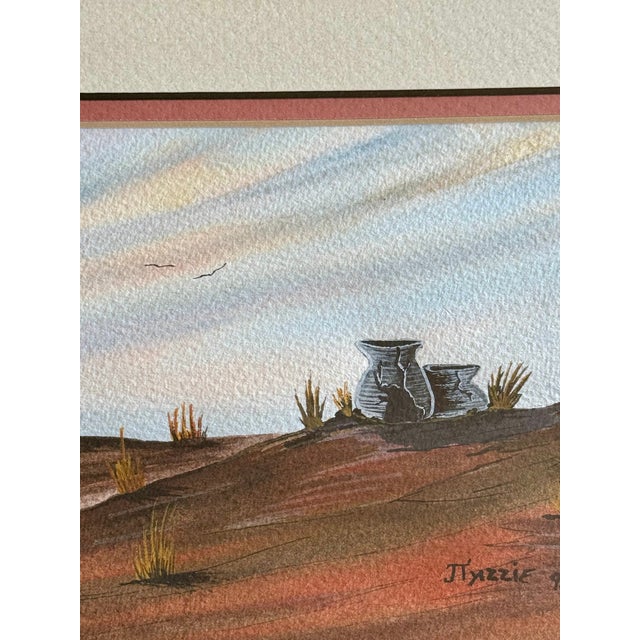 Paint J Yazzie Desert Landscape Framed Art Southwest Rustic Decor 1998 Navajo For Sale - Image 7 of 9