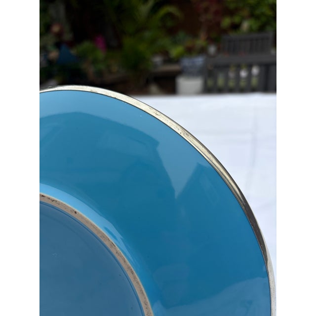 Mid 20th Century Asian Champlevé Style Turquoise Enamel & Pierced Metal Elephant Plate - 10" For Sale - Image 11 of 11