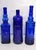Vintage Cobalt Blue Glass Bottle Vase Lot of 3 Decorative Embossed Glass 12" For Sale - Image 4 of 11