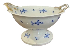 Large Victorian Blue and White Fruit Bowl, 1880s