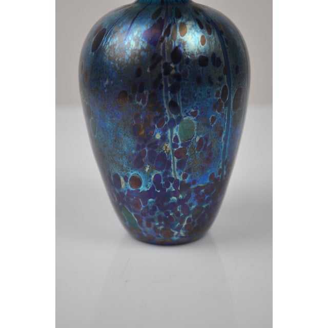Blue Perfume Bottle in Blue Iridescent Art Glass from Isle of Wight, 1970s For Sale - Image 8 of 13